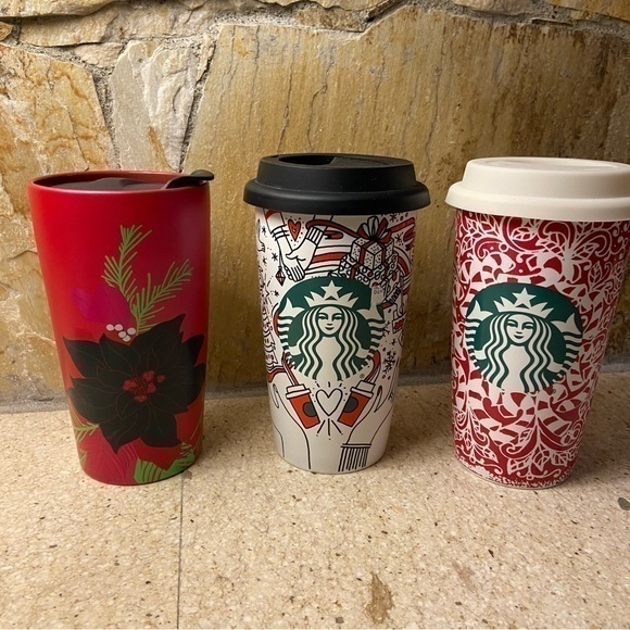 Starbucks Other - 3 Starbucks Christmas Holiday travel mugs